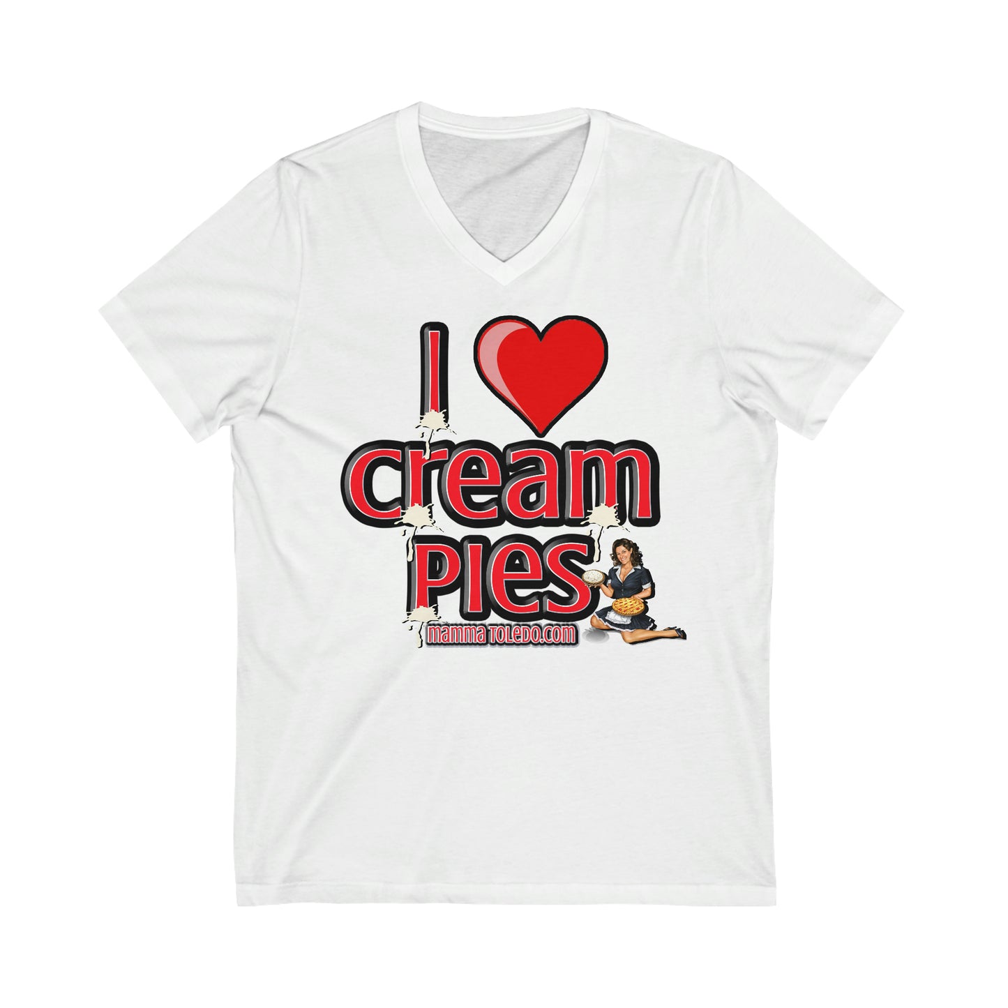 "I love cream Pies" Short Sleeve V-Neck Tee