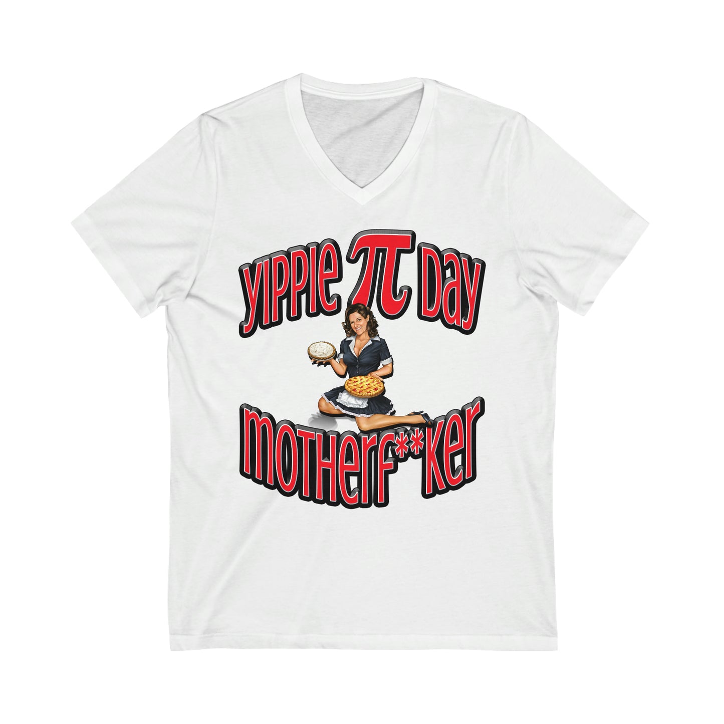 Mamma's Pi Day (bleeped explicit) Short Sleeve V-Neck Tee