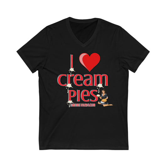 "I love cream Pies"  Short Sleeve V-Neck Tee