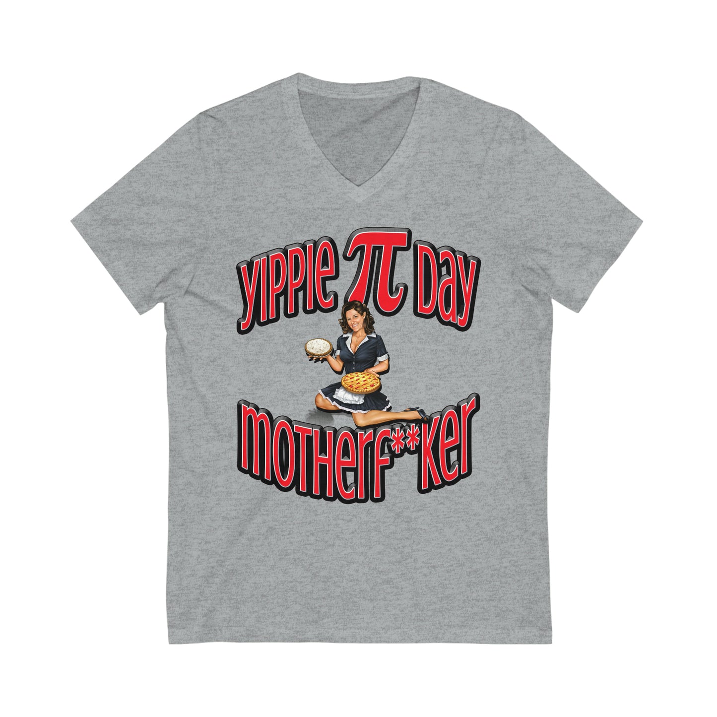 Mamma's Pi Day (bleeped explicit) Short Sleeve V-Neck Tee