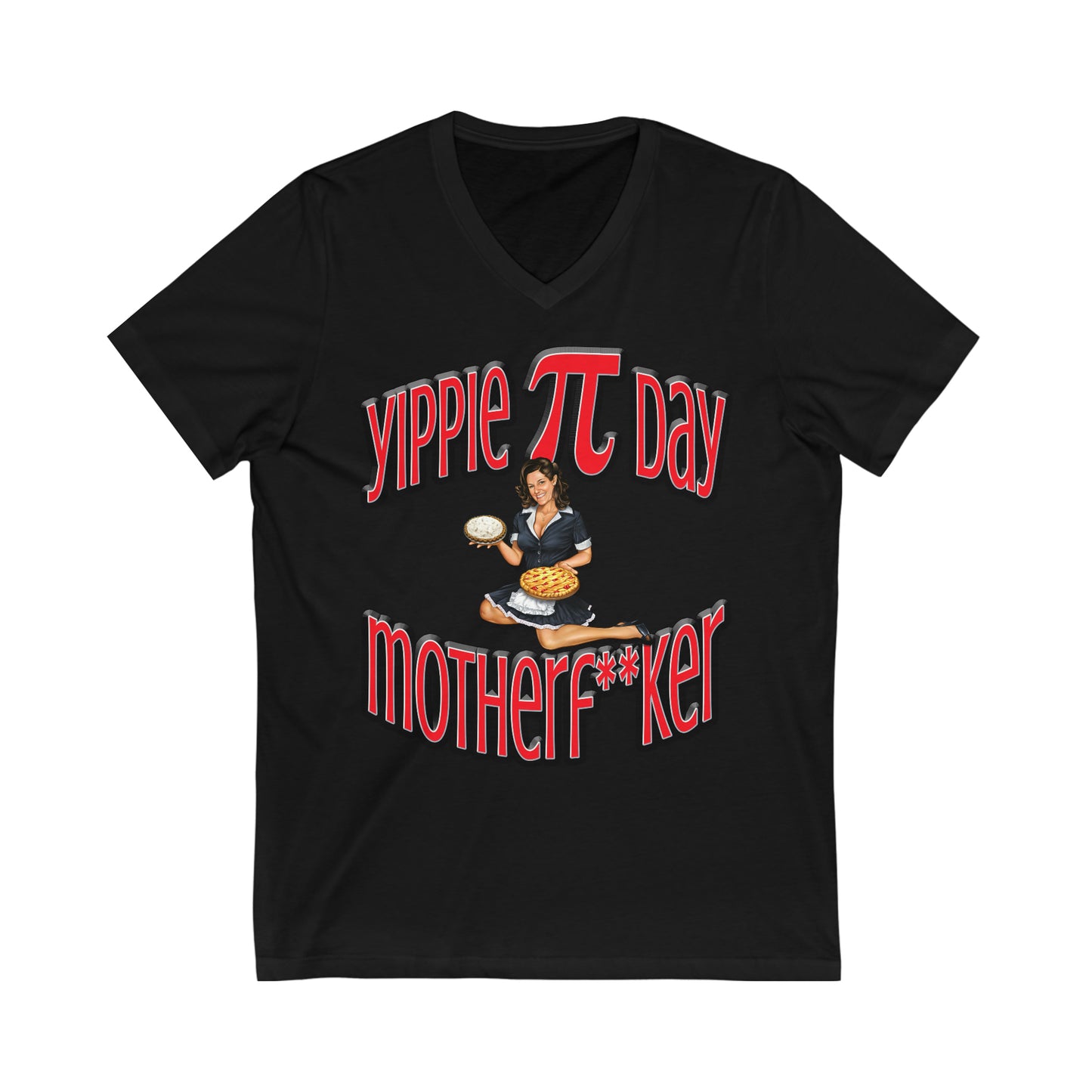 Mamma's Pi Day (bleeped explicit) Short Sleeve V-Neck Tee