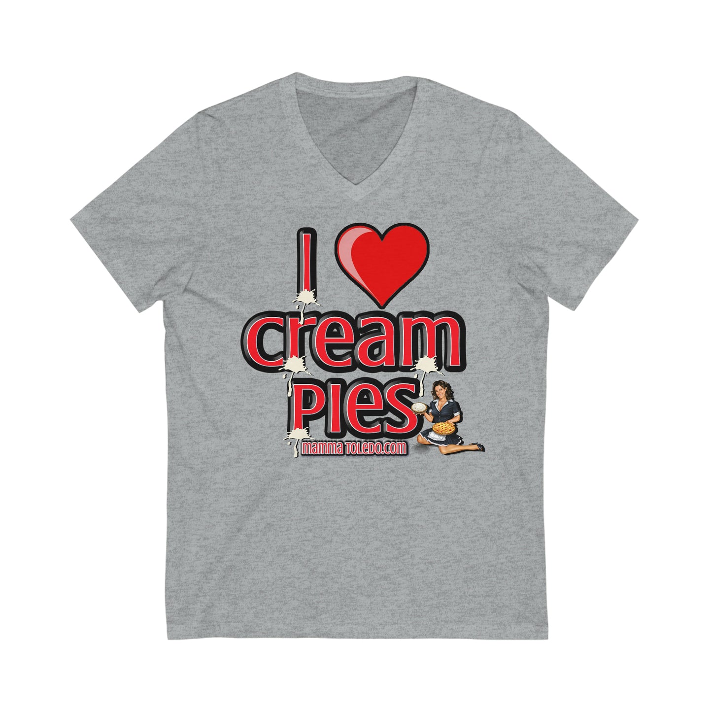 "I love cream Pies"  Short Sleeve V-Neck Tee