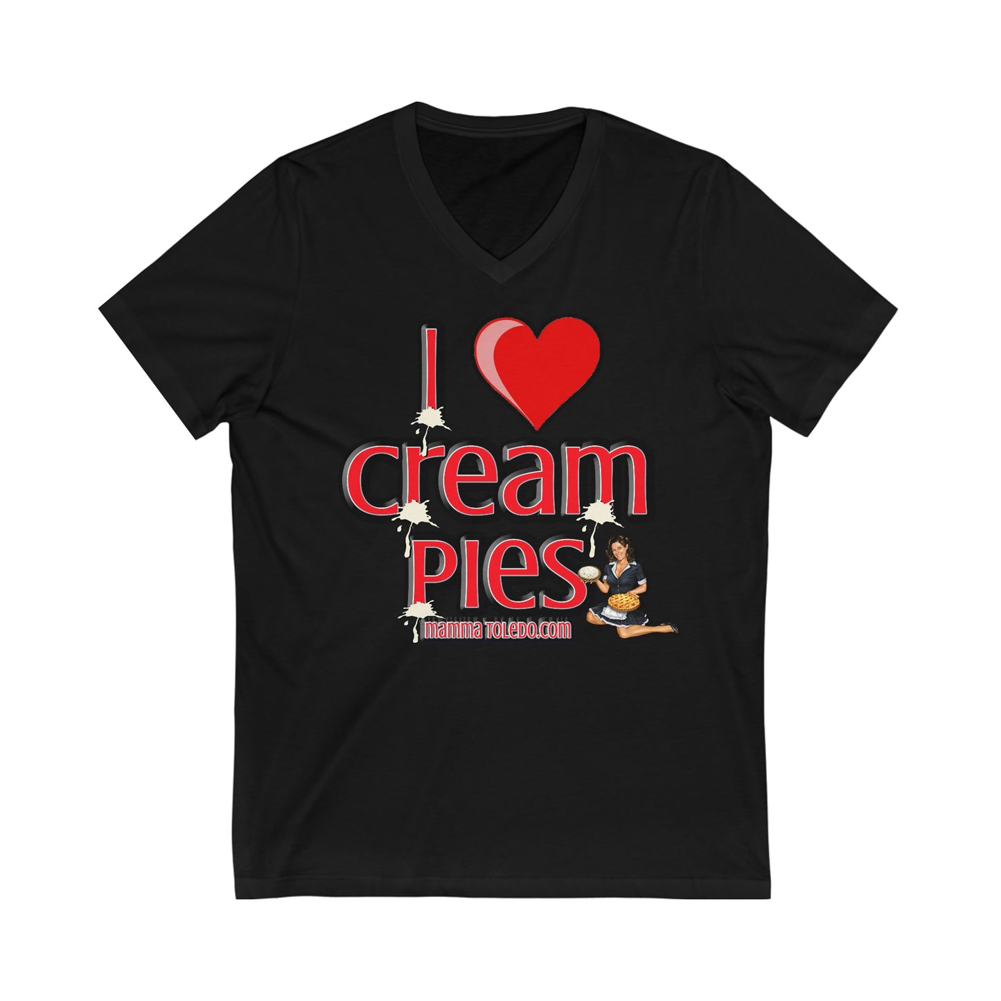 "I love cream Pies"  Short Sleeve V-Neck Tee